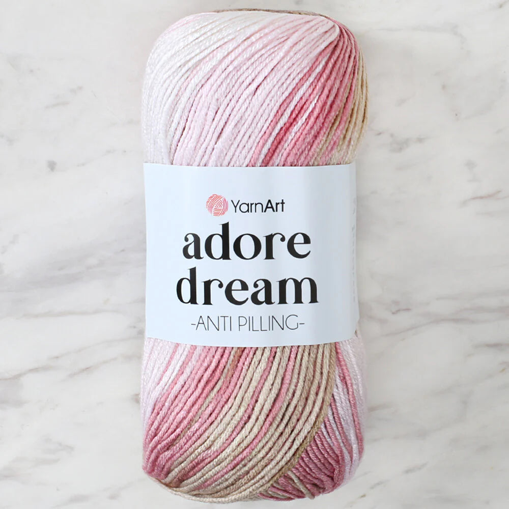 Adore Dream Anti Pilling Variegated Yarn - Light Pink/Dark Pink/Light brown