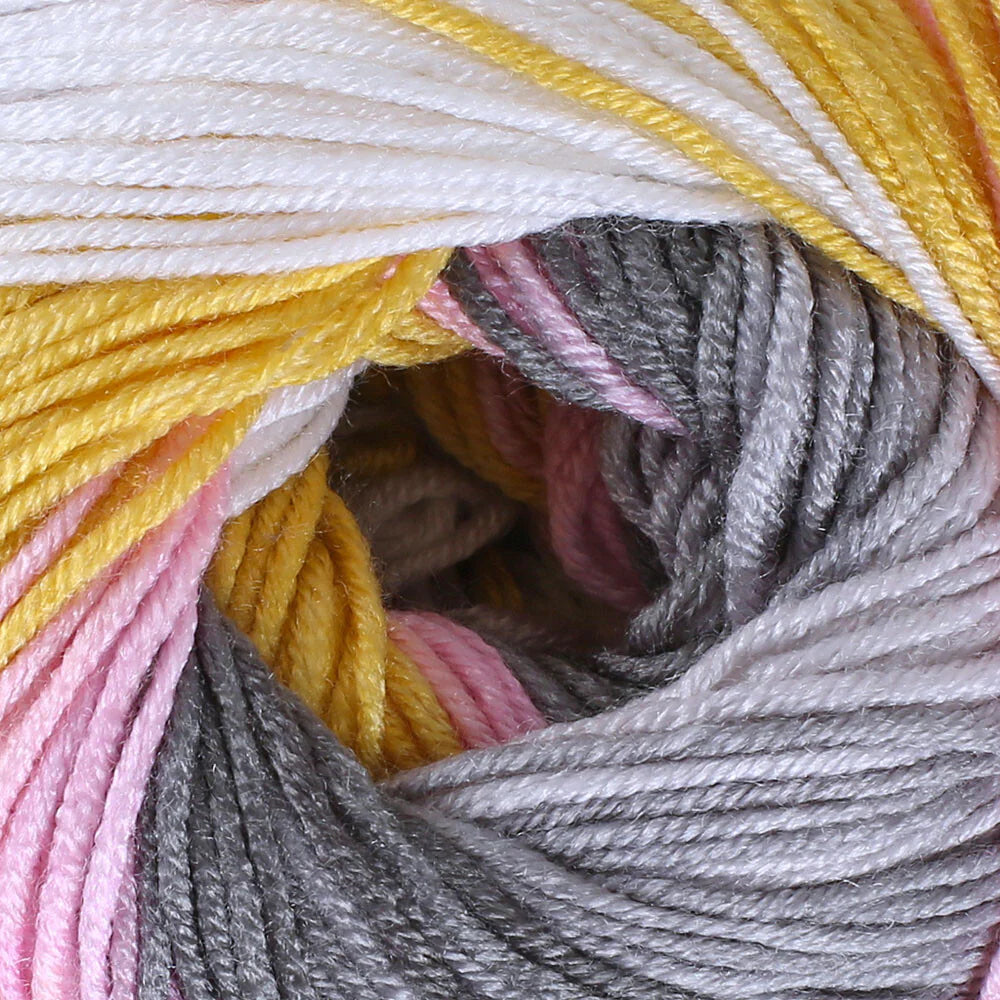 Adore Dream Anti Pilling Variegated Yarn- Mustard/Grey/Pink
